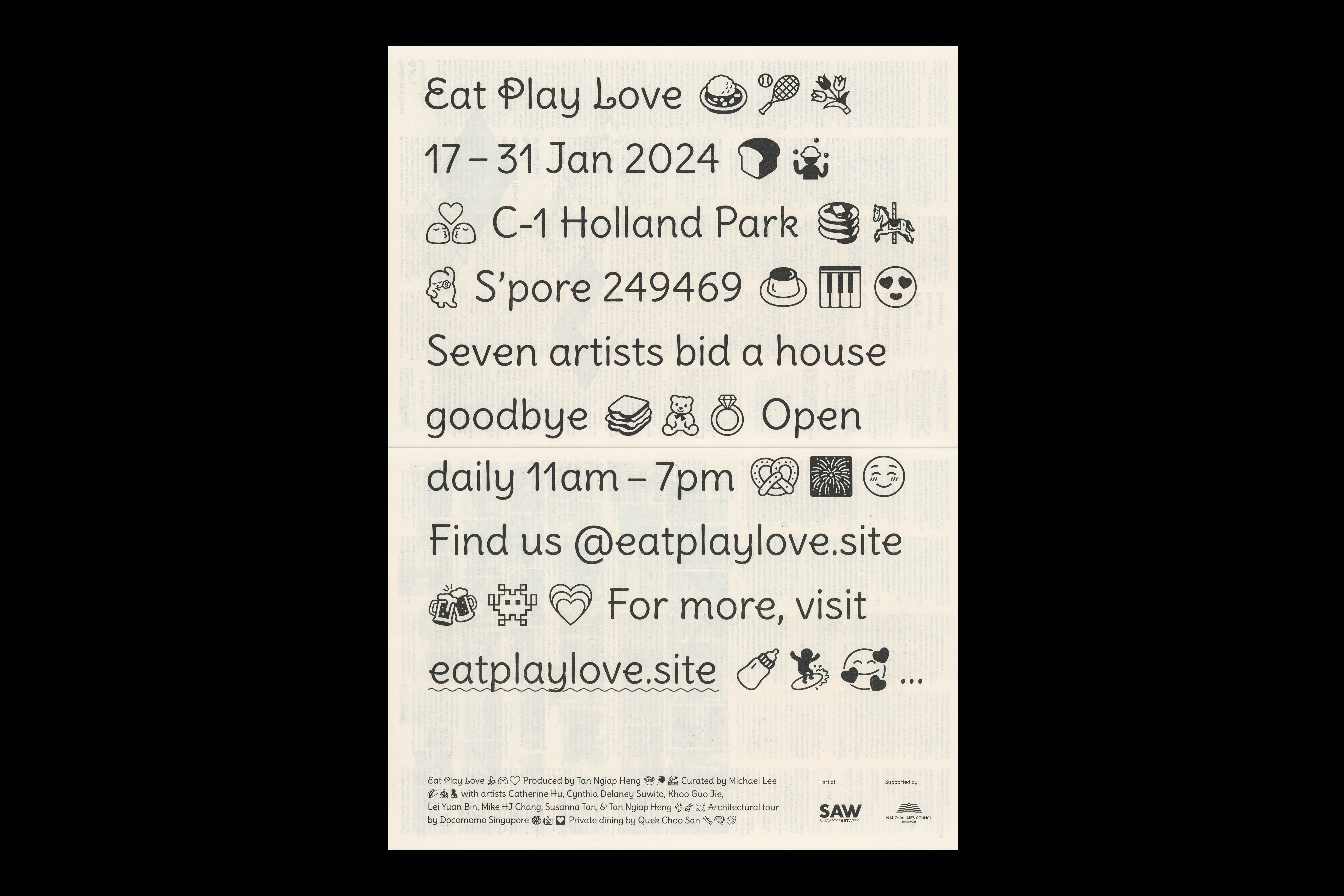 910 Eat Play Love (exhibition identity), for Michael Lee and Tan Ngiap Heng